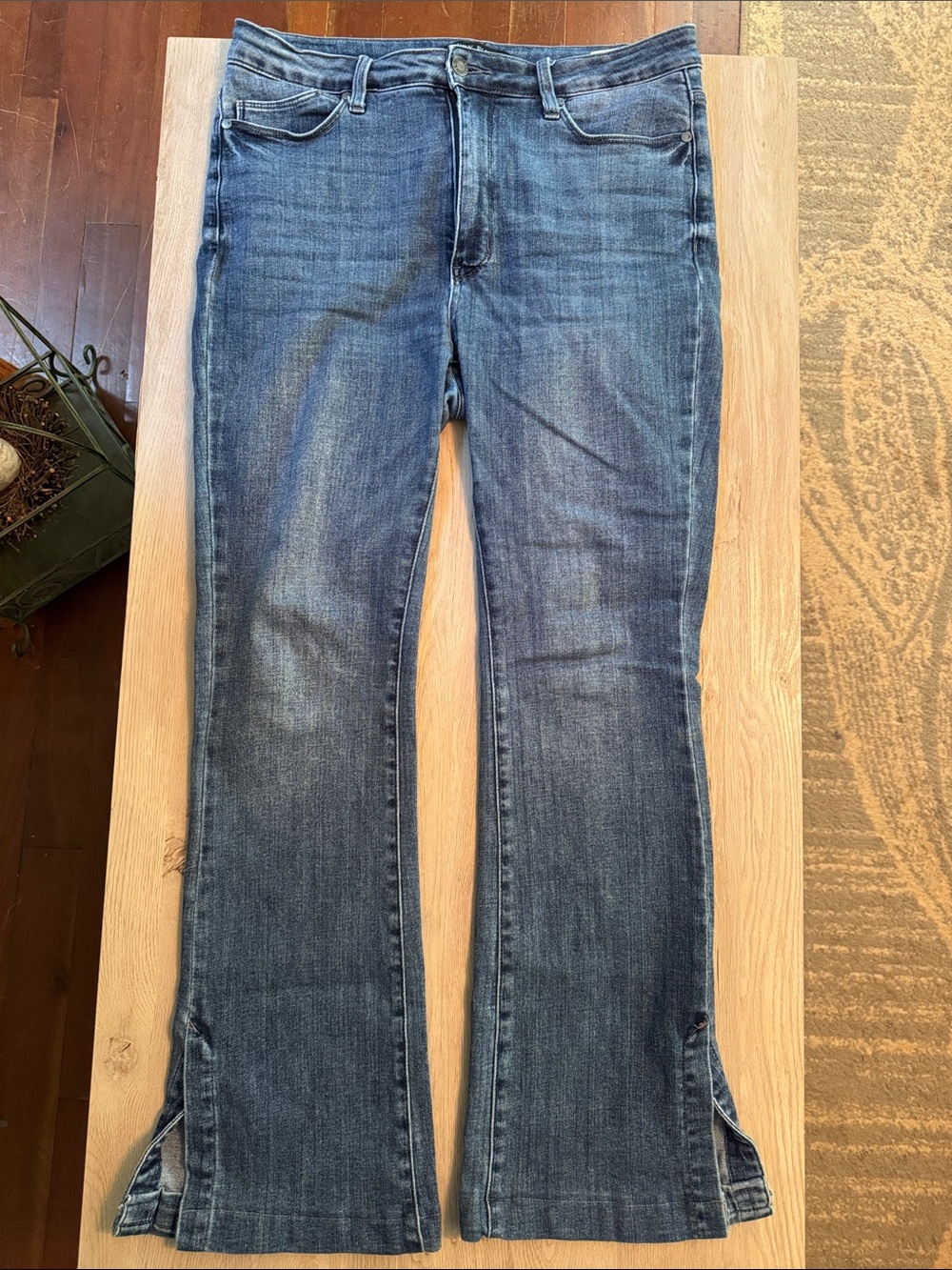Judy Blue Faded Blue Flare Jeans with Side Slits 13/31